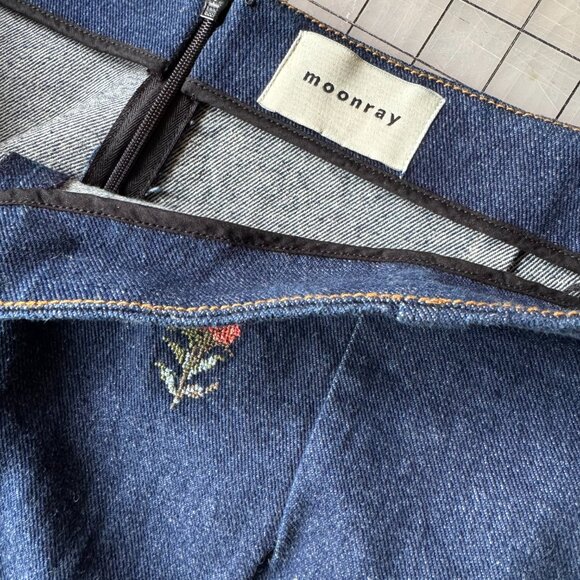 Moon Ray -Chorus Briony cross-stitch high rise wide leg denim pants XL US12 UK16 - Picture 3 of 11